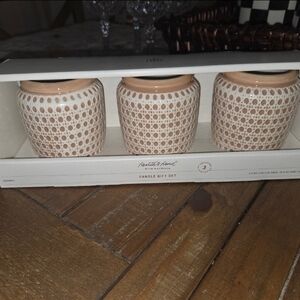 Hearth & Hand™ with Magnolia -3ct Embossed Caning Ceramic Candle Gift Set